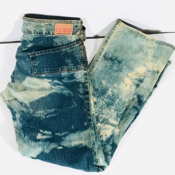 Guess Jeans Blue Acid Wash Tie Dye Size 32 Dyed - Picture 3 of 15